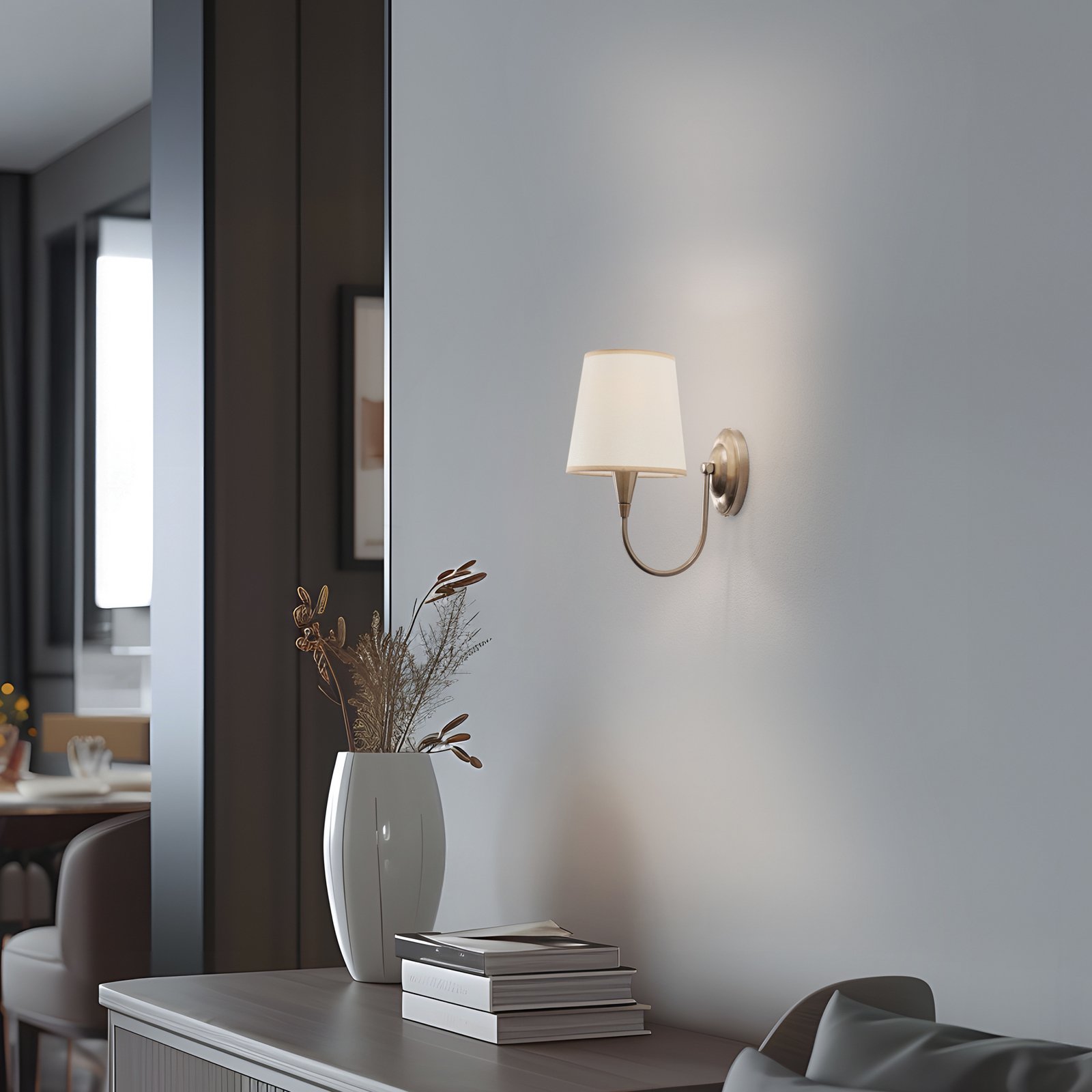 Wandleuchte Pardo, messing, Metall/Stoff, Höhe 31 cm, E27 Wandleuchte Pardo, messing, Metall/Stoff, Höhe 31 cm, E27