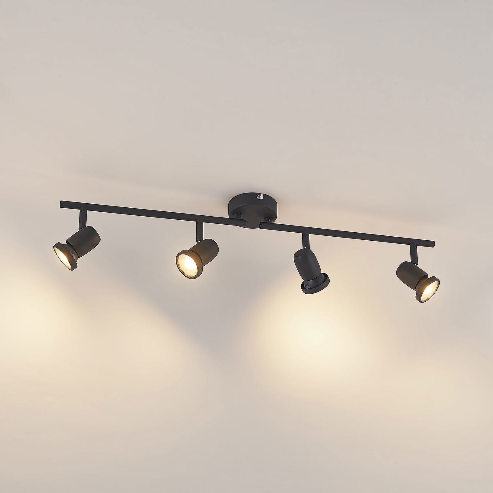ELC Simano LED ceiling spotlight, black, 4-bulb