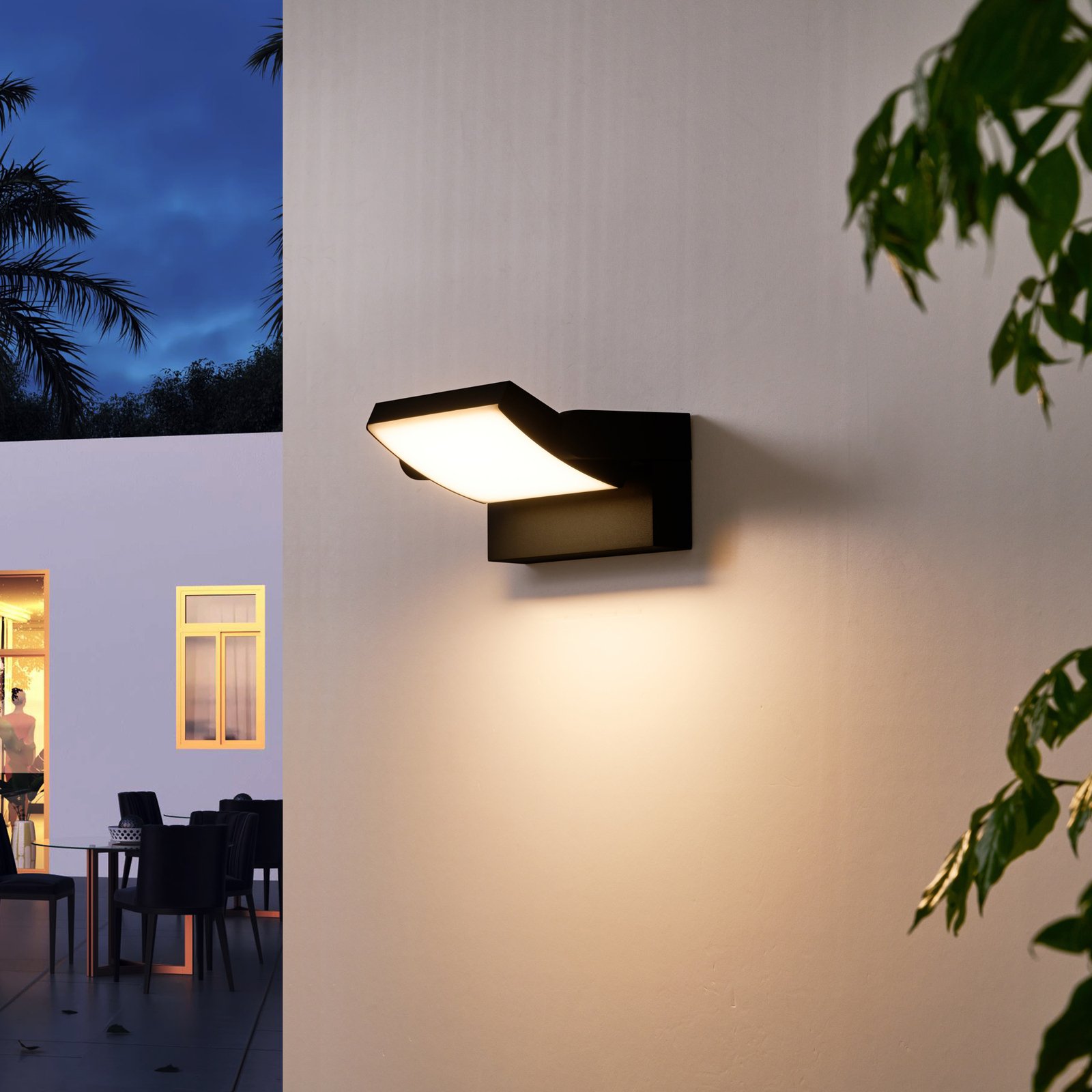 Lindby LED utendørs LED-vegglampe Sherin, grå, aluminium, IP54