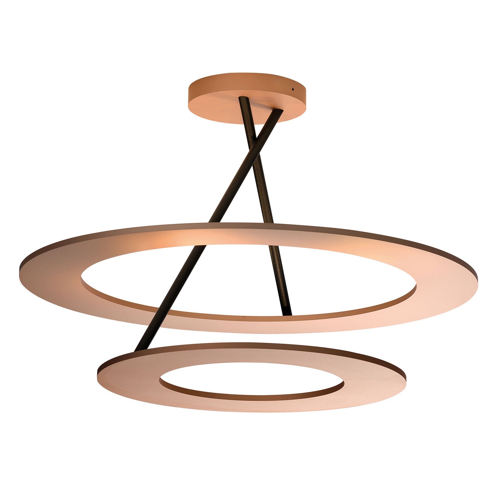 Bopp Stella LED plafondlamp 2 ringen roze/zwart