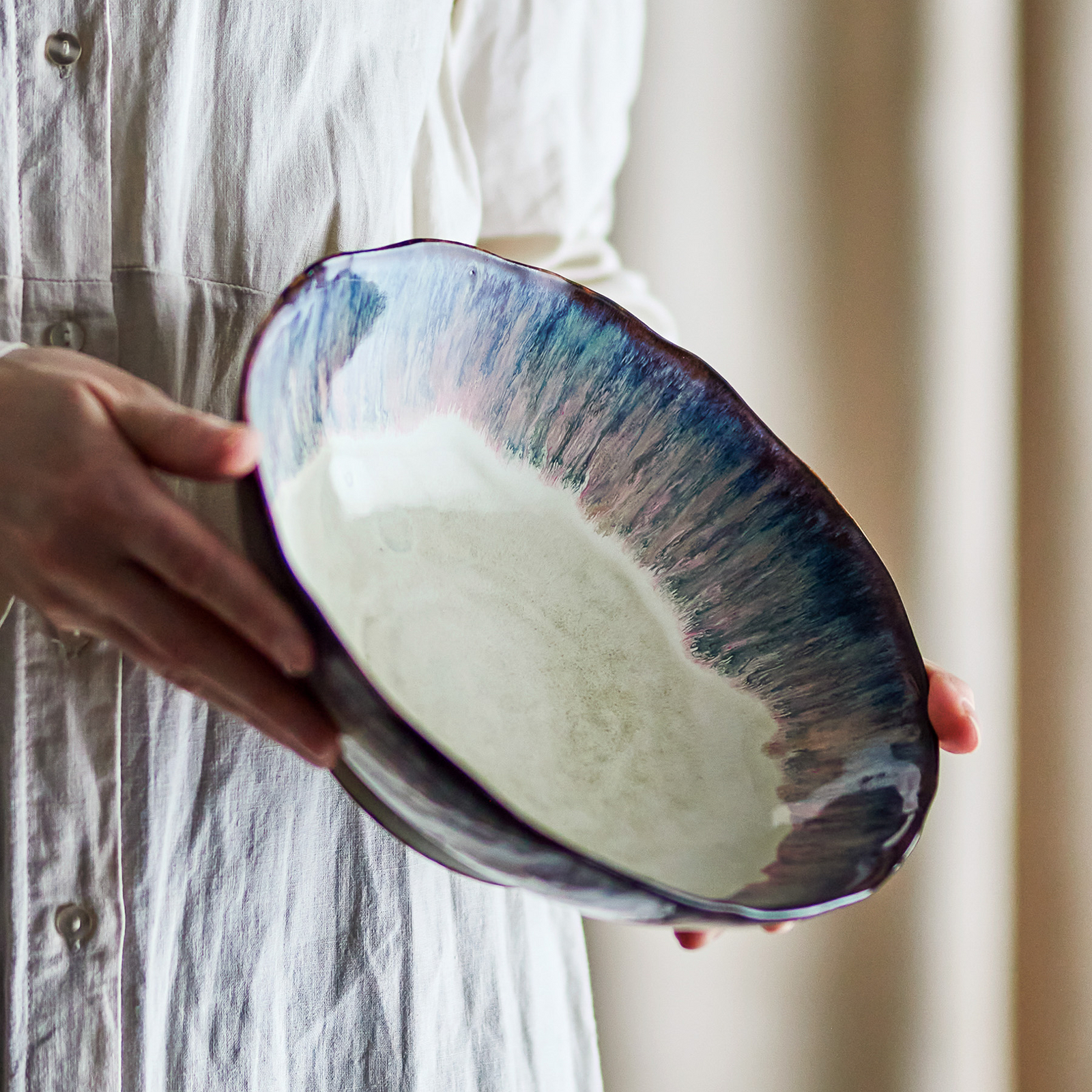 Bol Imogen, bleu/gris, hauteur 8 cm, céramique - Bloomingville