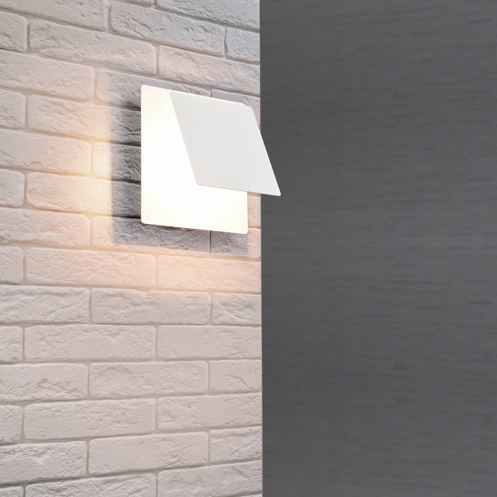 LED-Wandleuchte Mio, Blende eckig, weiß matt, indirekt