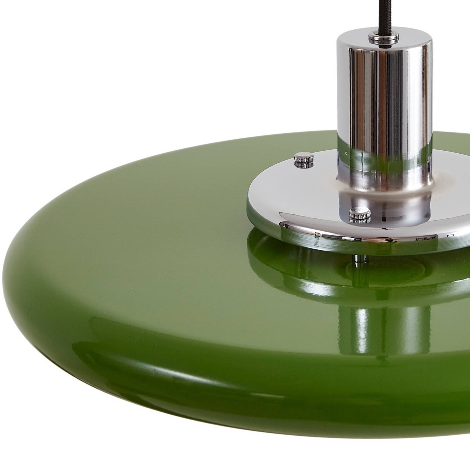 Lindby lampa wisząca Branford, retro, Ø 35 cm, zielona, metal