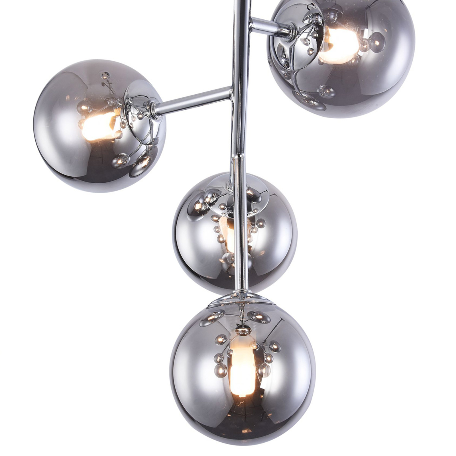 Dallas ceiling light with 12 glass spheres, chrome