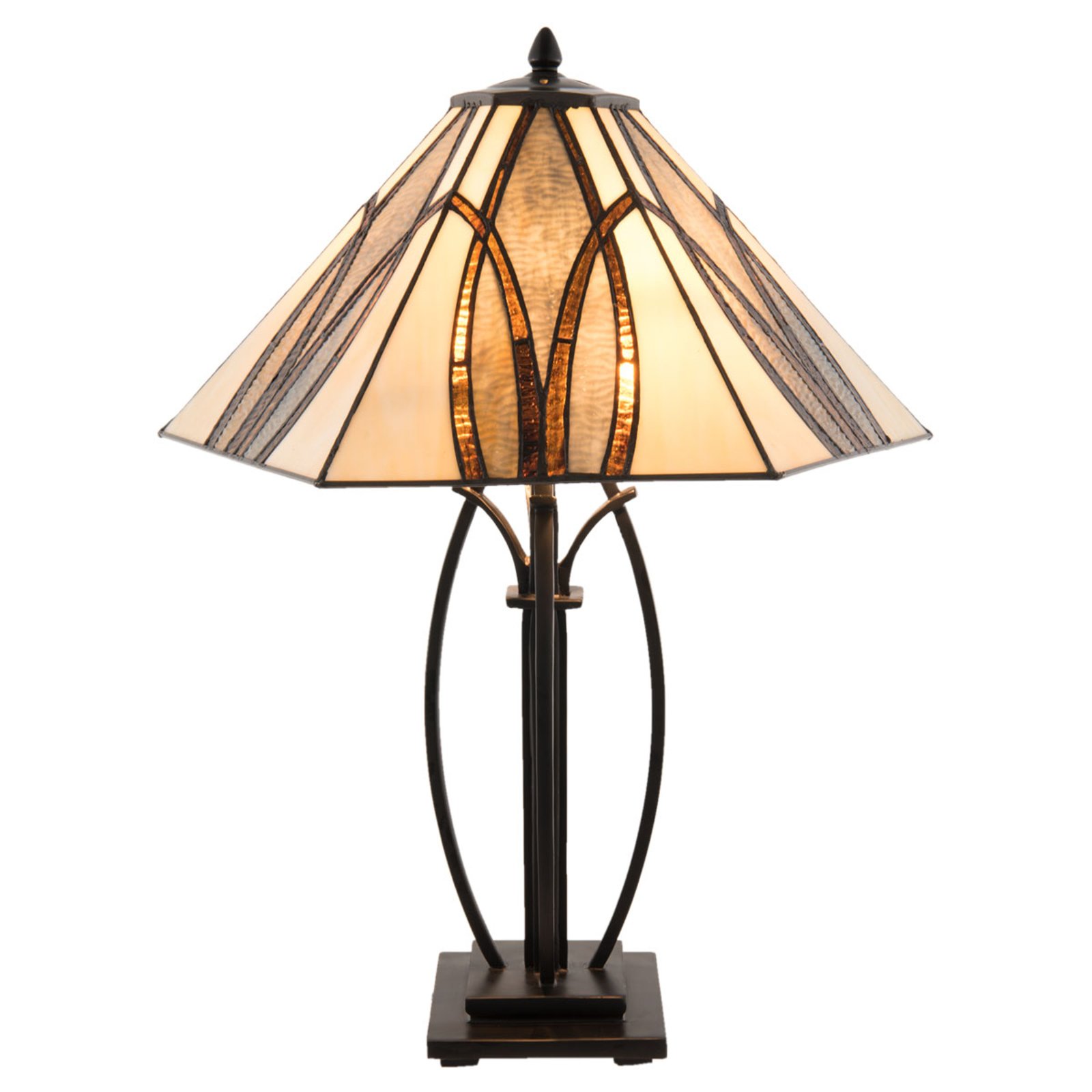 Stolna lampa 5913 sa smeđim staklenim sjenilom