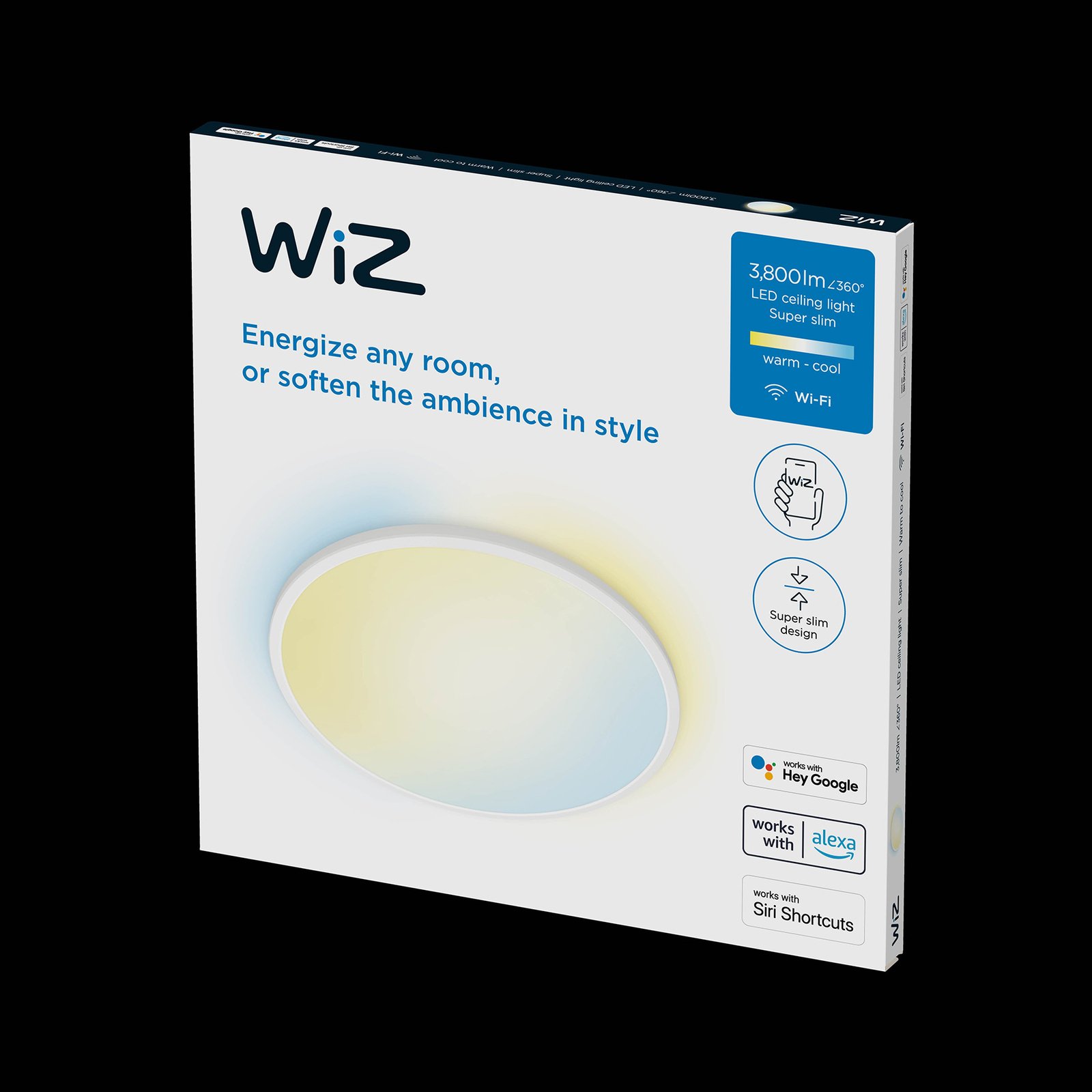 Plafonnier LED WiZ SuperSlim CCT Ø55cm blanc