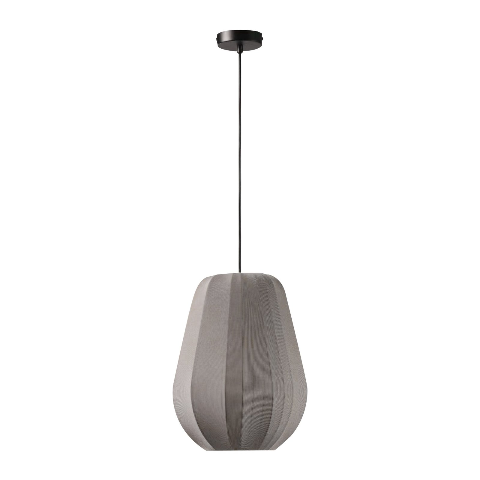 Lindby hanglamp Helin, grijs, Ø 30 cm, stof