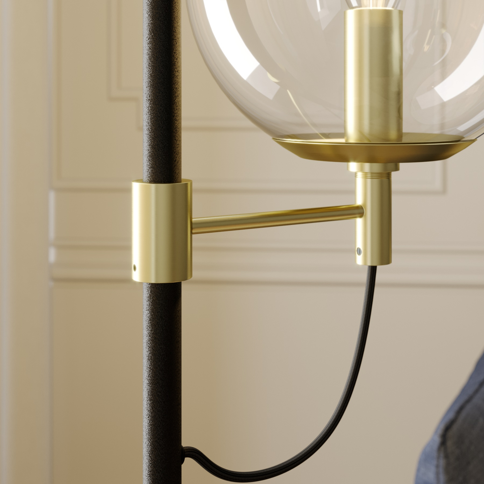 Lucande Sotiana lampa stojąca szklane kule mosiądz