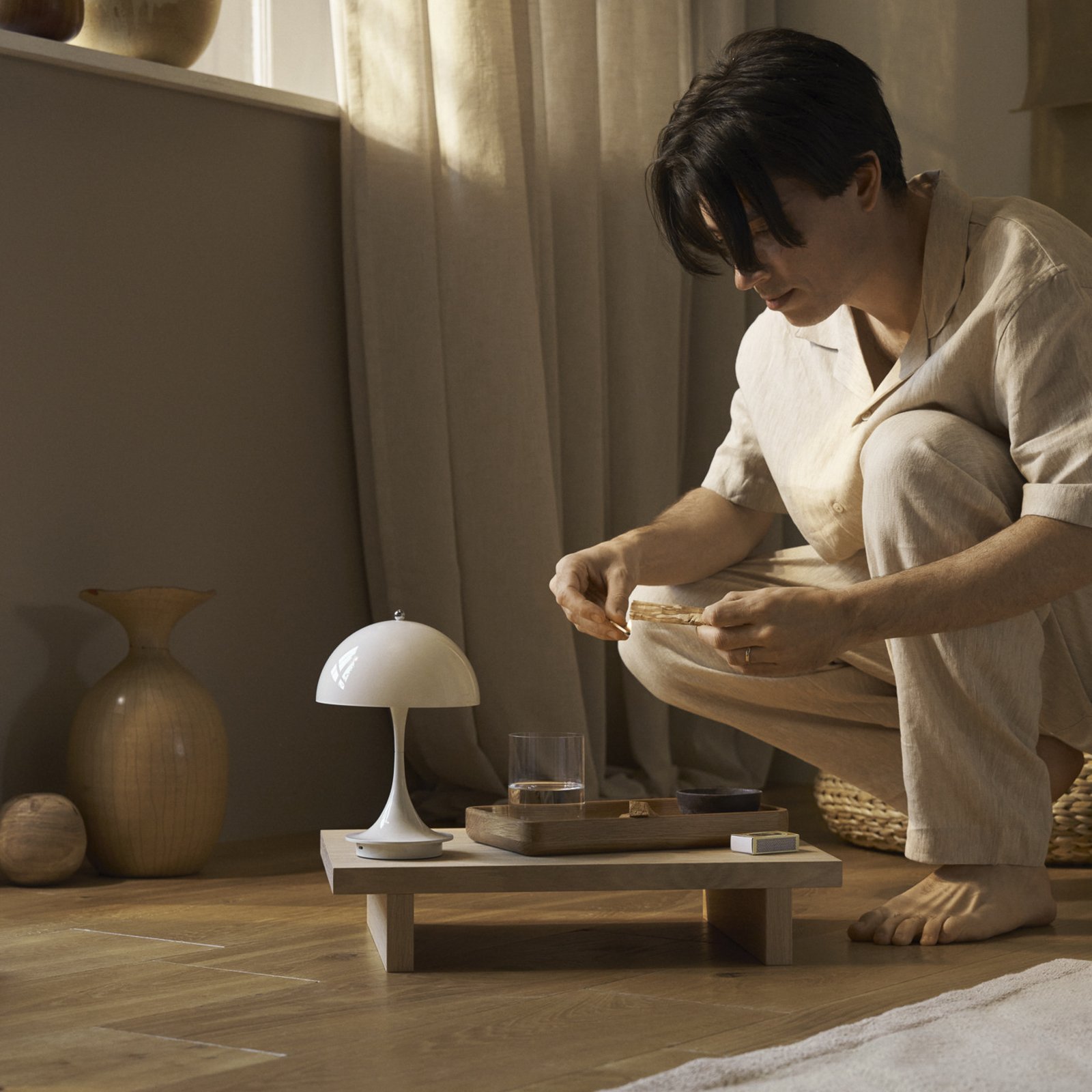 Panthella 160 Portable Table Lamp V3 Opal Beige - Louis Poulsen