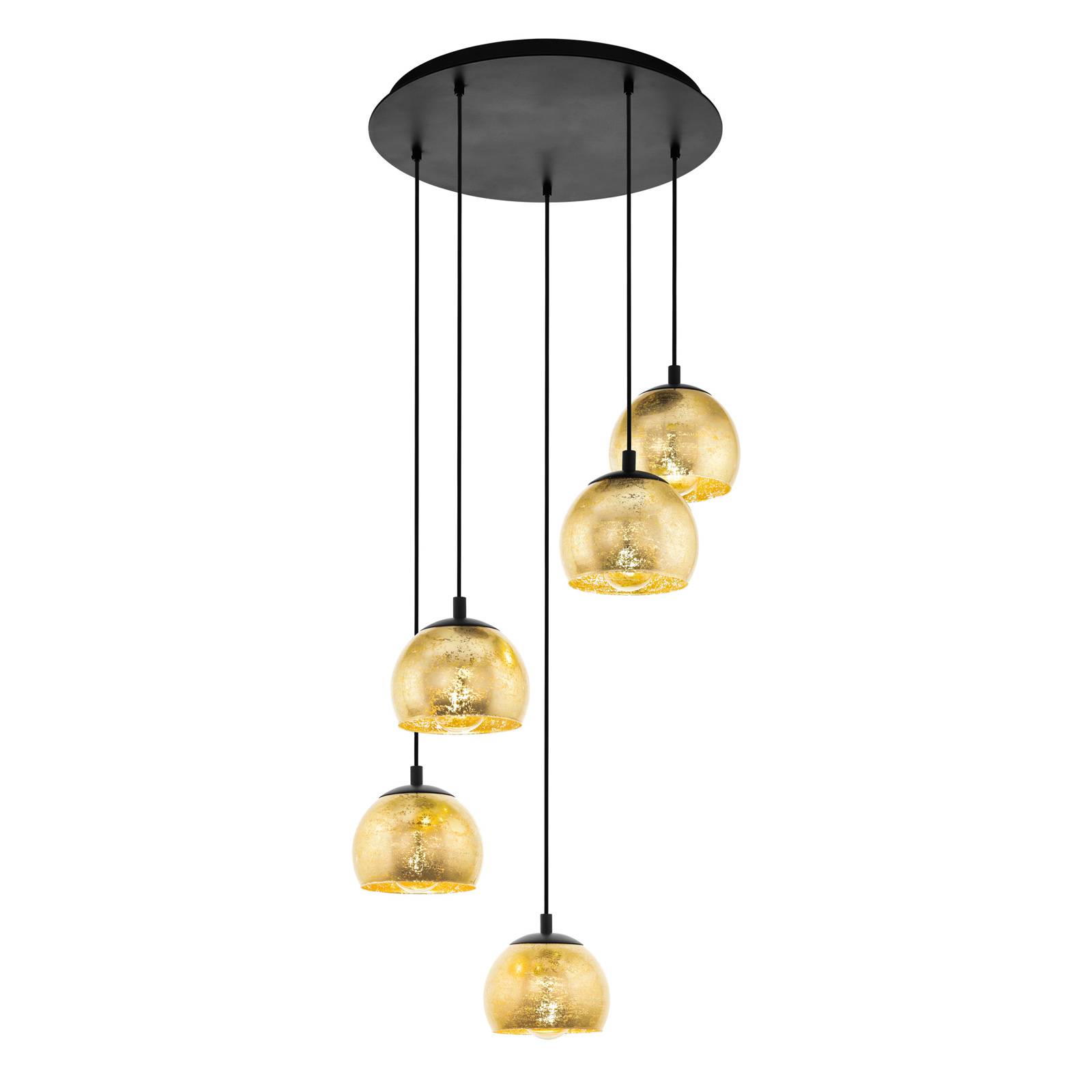 Hanglamp Albaraccin met vijf kappen in goud