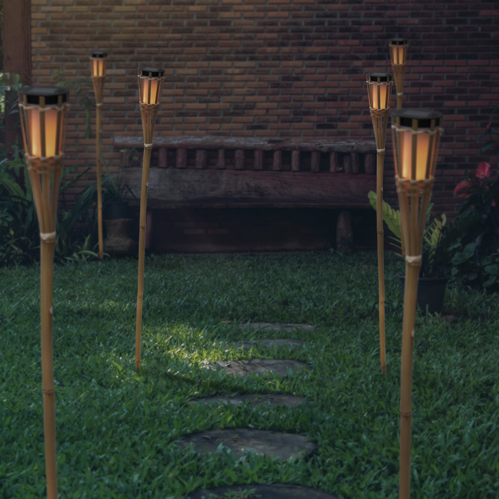 Newgarden Hiama -LED-aurinko-puutarhasoihtu bambua