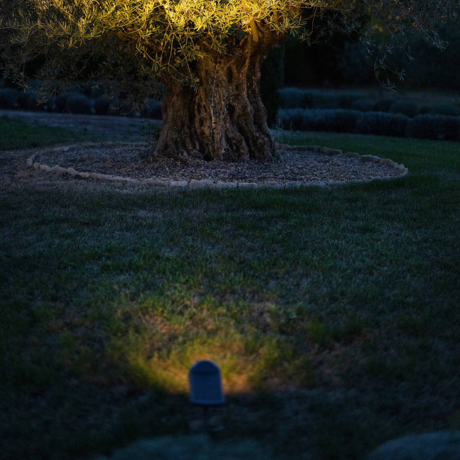 Reflektor LED solarny OJE, szary, ściemniany, czujnik światła dziennego, timer
