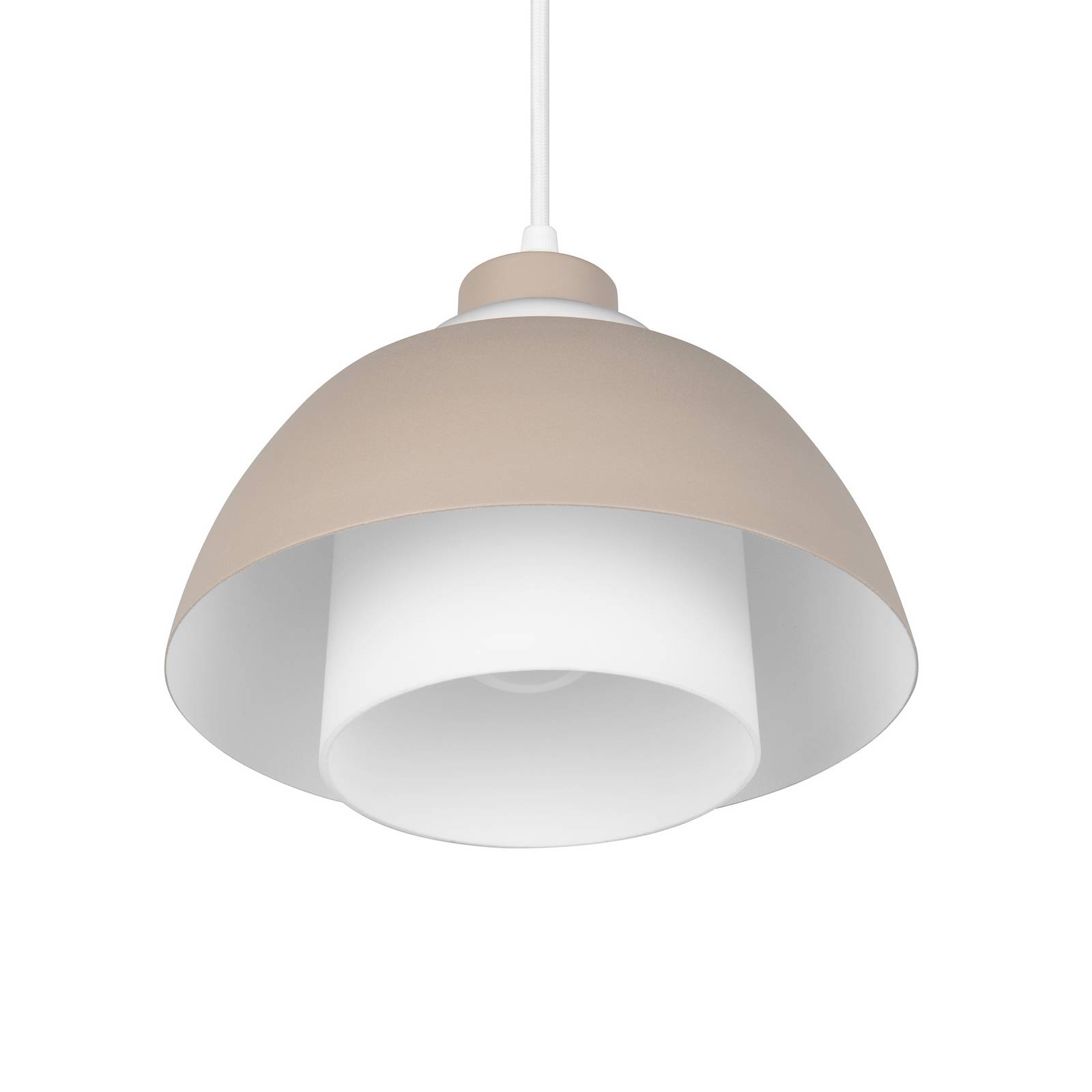 Reality Leuchten Hanglamp Tilos, beige, Ø 23 cm, metaal/glas, E27