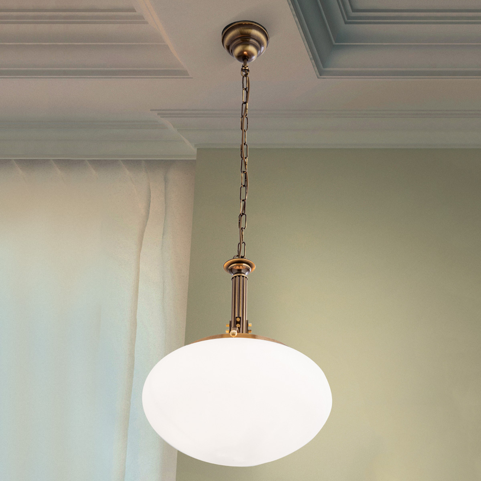 Delia hanging light in antique brass, one-bulb