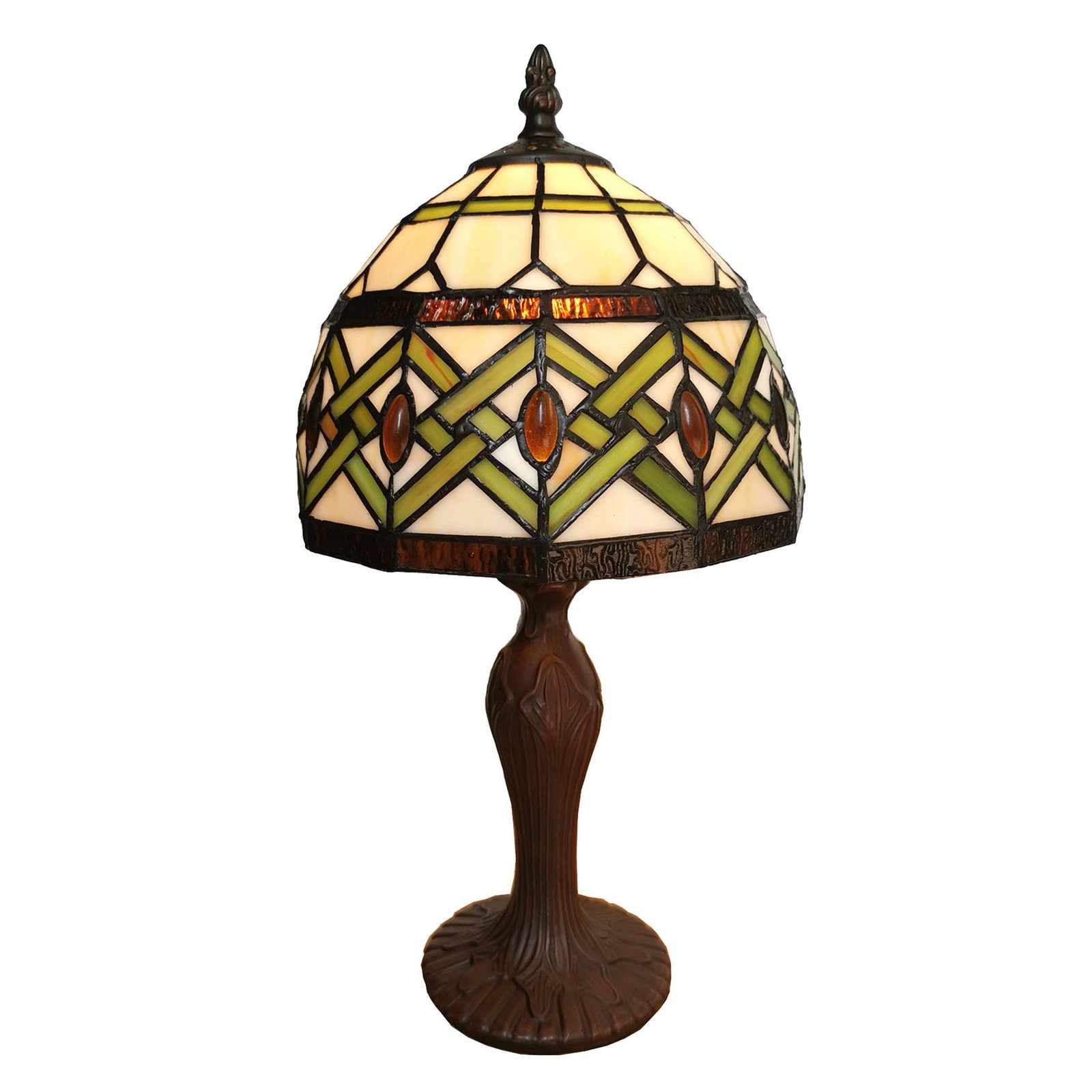 Lumilamp 5LL-5100W Lampe de Bureau avec Abat-Jour en Verre Blanc 27 x 23 x 42 cm E27 Max 1 x 60 W Art Deco Lampe Classique 