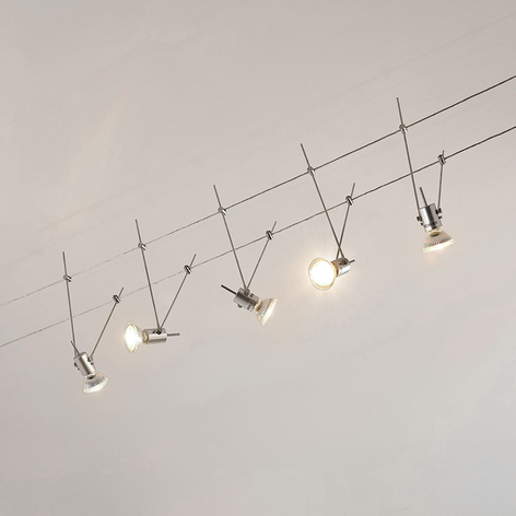 Iluminación sobre cable Marno, 5 luces