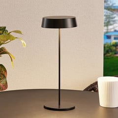 Lucande LED genopladelig bordlampe Tibia, sort, aluminium, USB, IP54