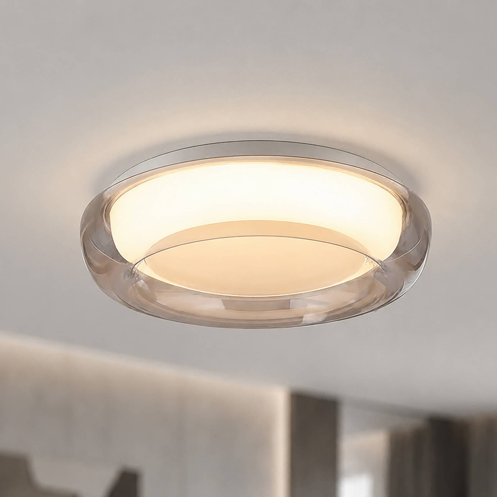 Lampa sufitowa LED Jude Flush, bursztynowa, Ø 30 cm, CCT