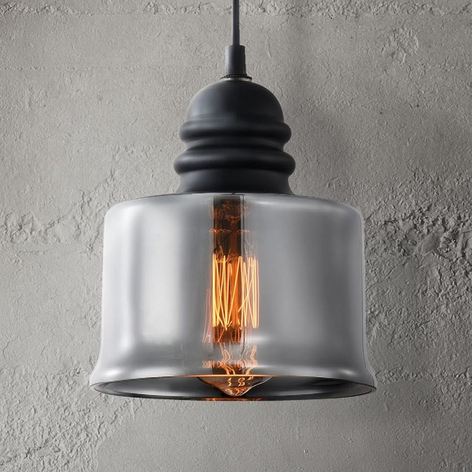 Lampada a sospensione Danas con paralume in vetro
