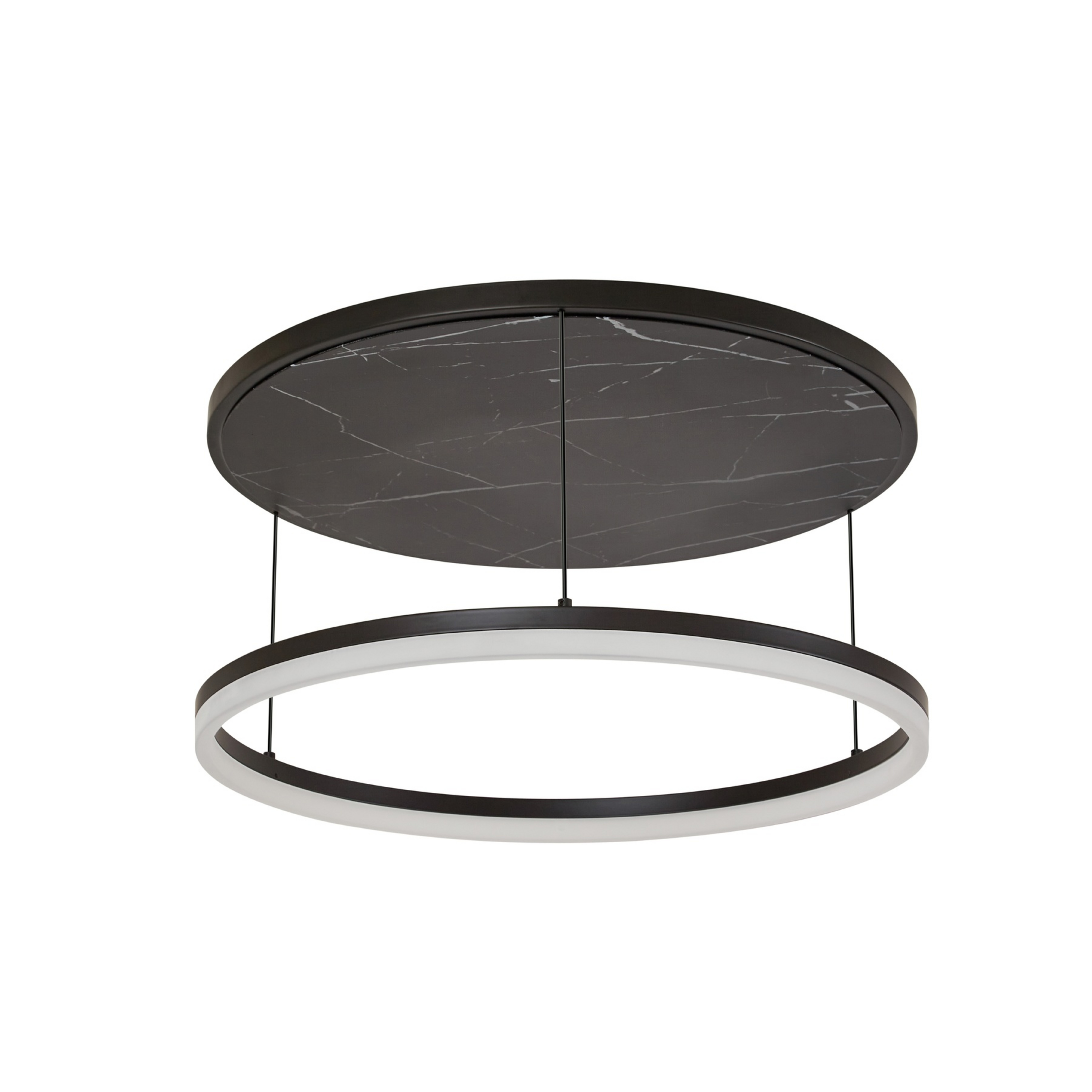 Orven LED ceiling lamp, black/marble, Ø 50 cm - Lucande