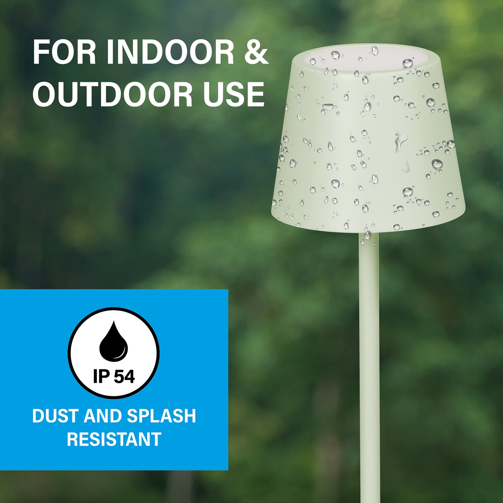 Lampa de masă cu LED și baterie Roxi, verde mentă, metal, IP54, dimabil Lampa de masă cu LED și baterie Roxi, verde mentă, metal, IP54, dimabil