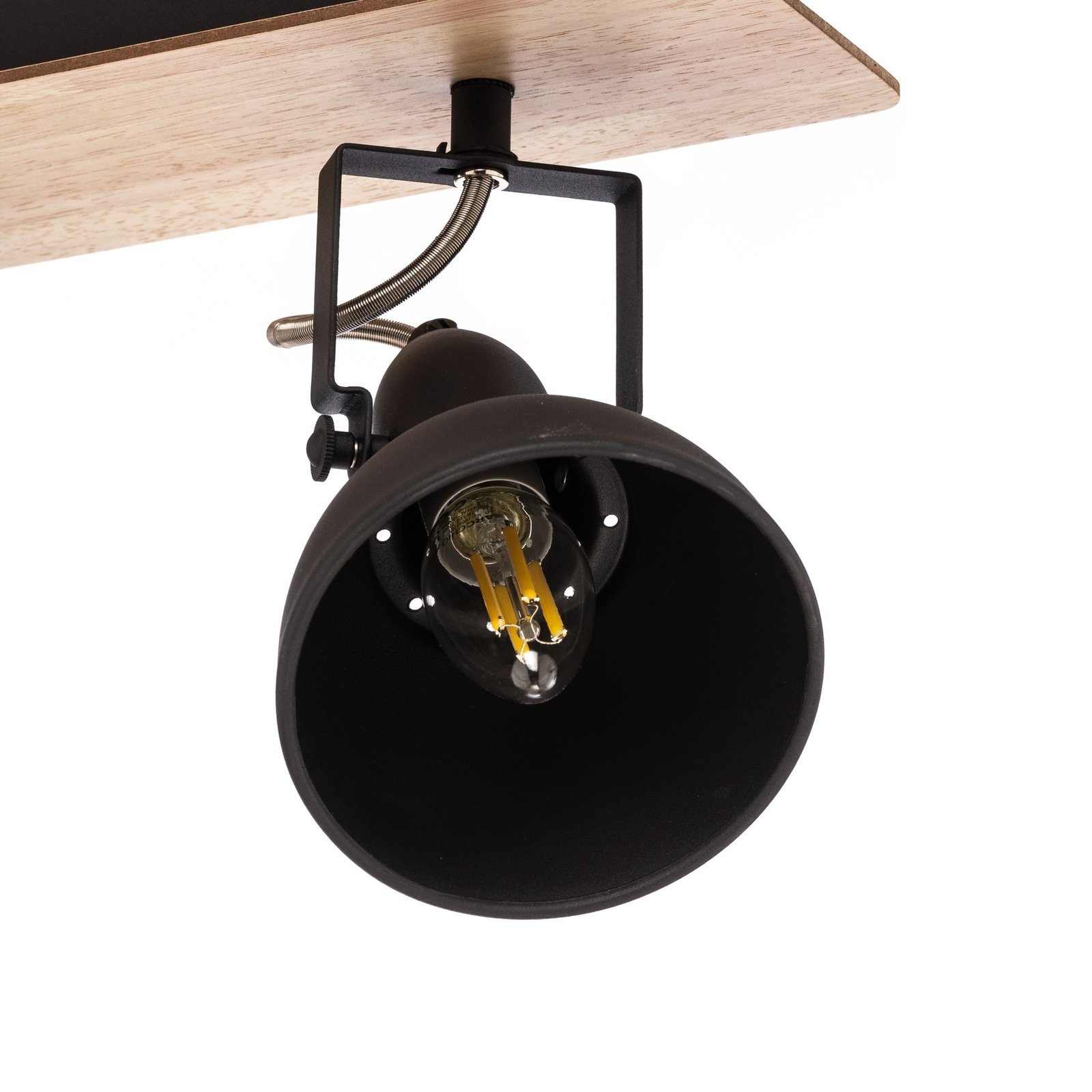 Lindby Aylis plafonnier, 3 lampes, 60 cm, noir, bois, E14