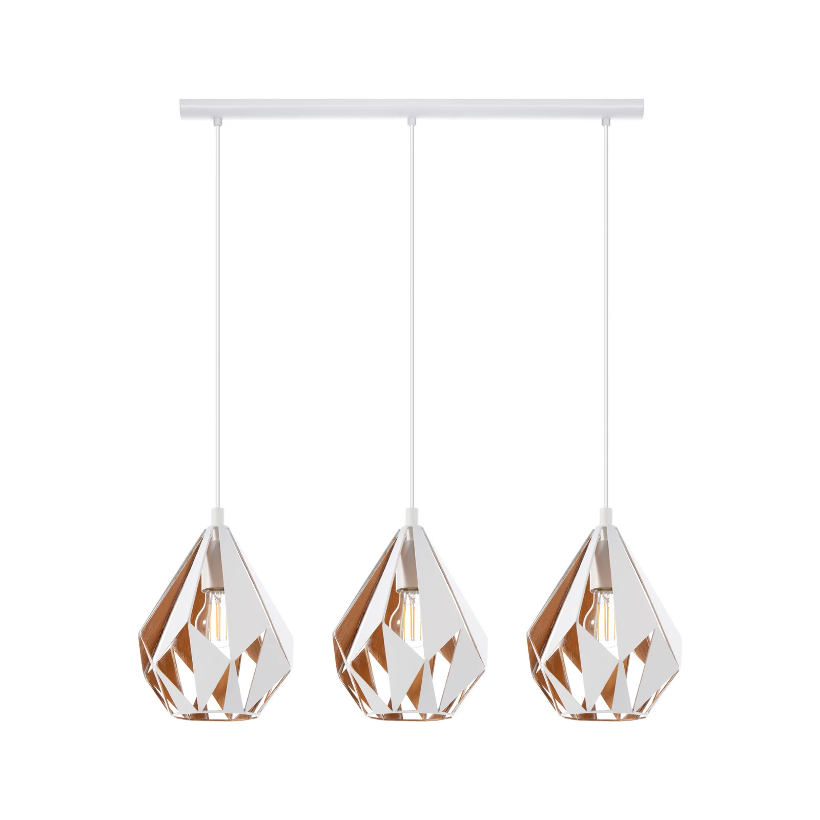 Suspension Carlton 1 à trois lampes, blanche-dorée