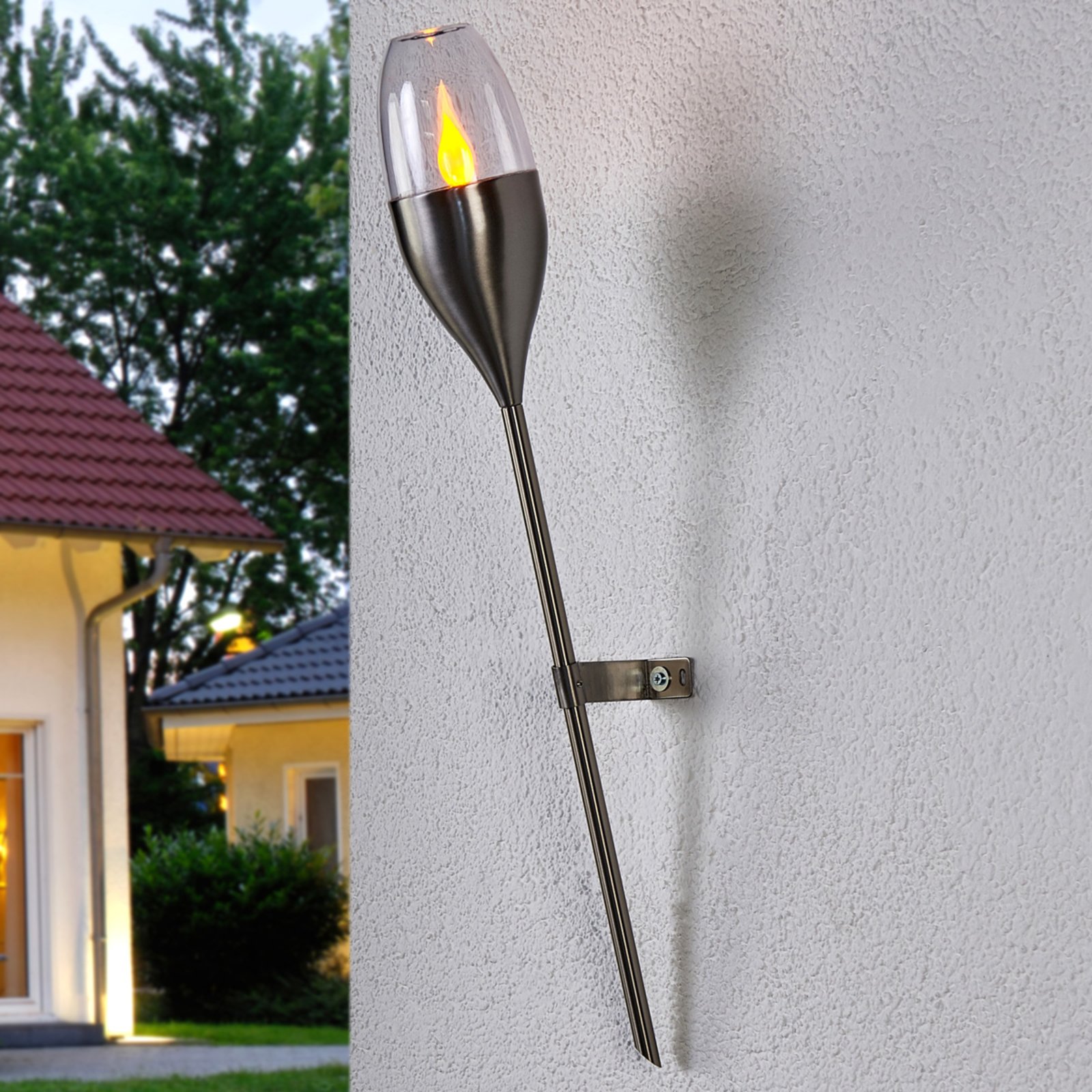 Lámpara de pared solar Jari, LED efecto titilante