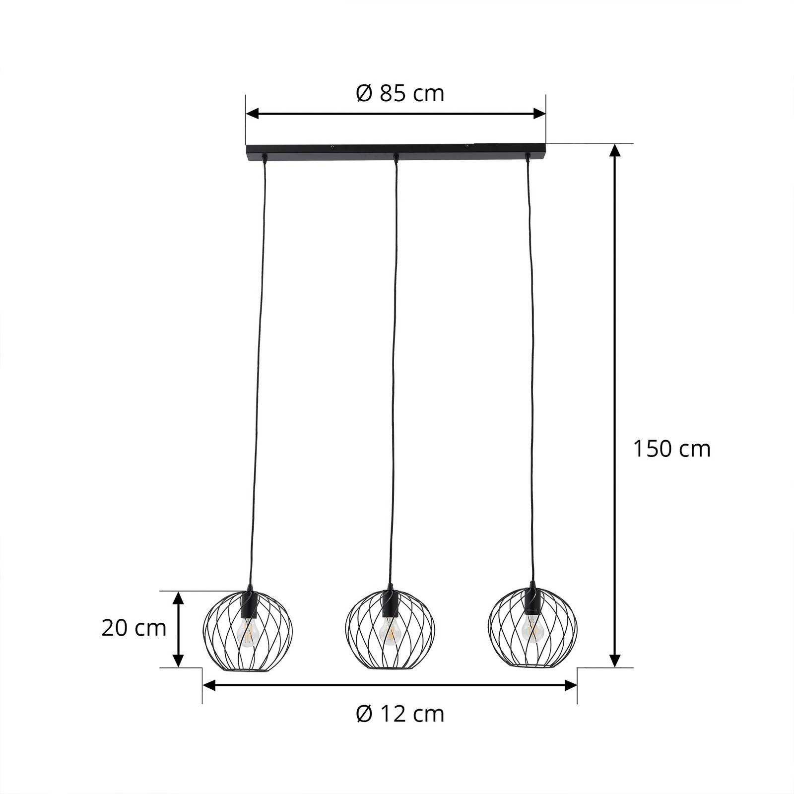 Lampa wisząca Danika marki Lindby, 105 cm długości, czarny, metal