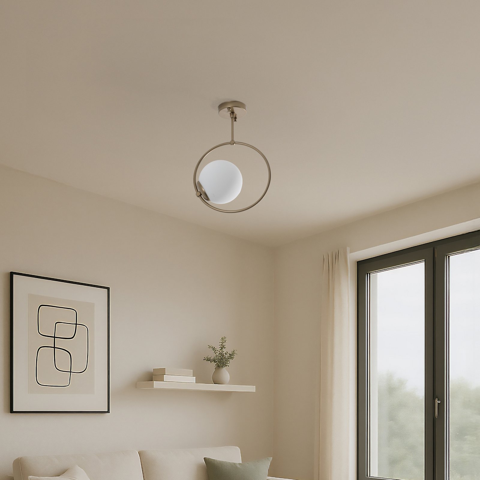 Stropné svietidlo Dolunay, Ø 26 cm, zlatá farba, sklo, E27