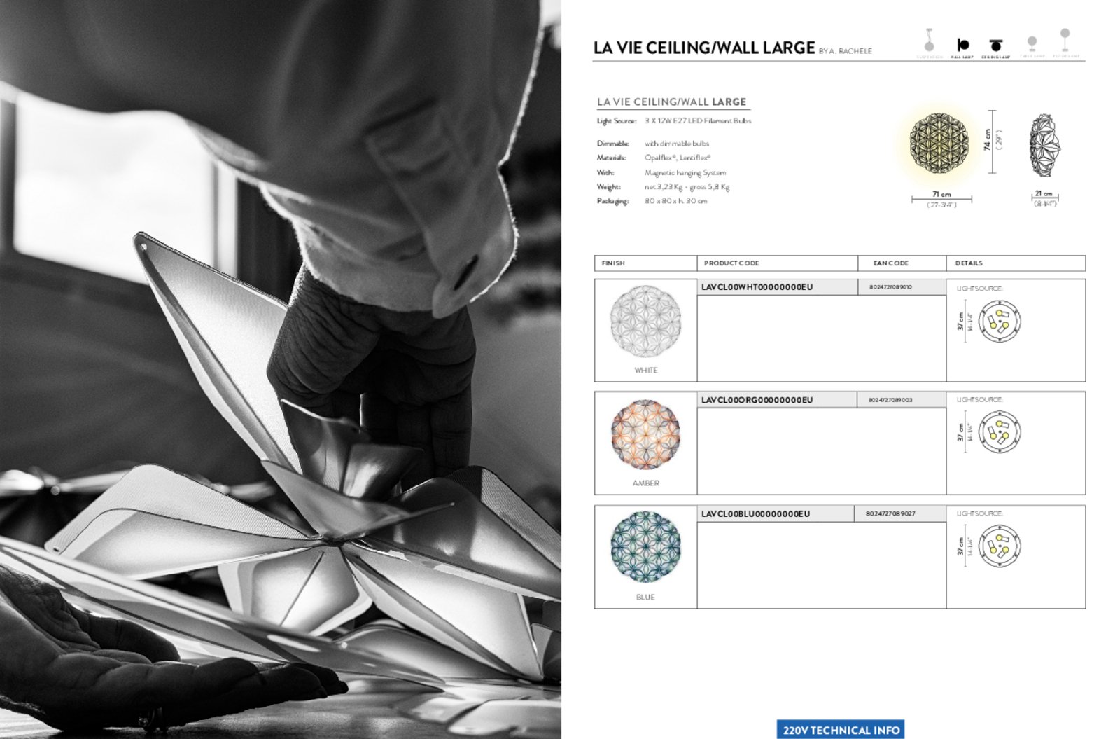 La Vie L Deckenleuchte, Breite 71cm, weiß - Slamp