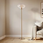Lindby Stehleuchte Lelia, amber, Glas, Metall, 150 cm
