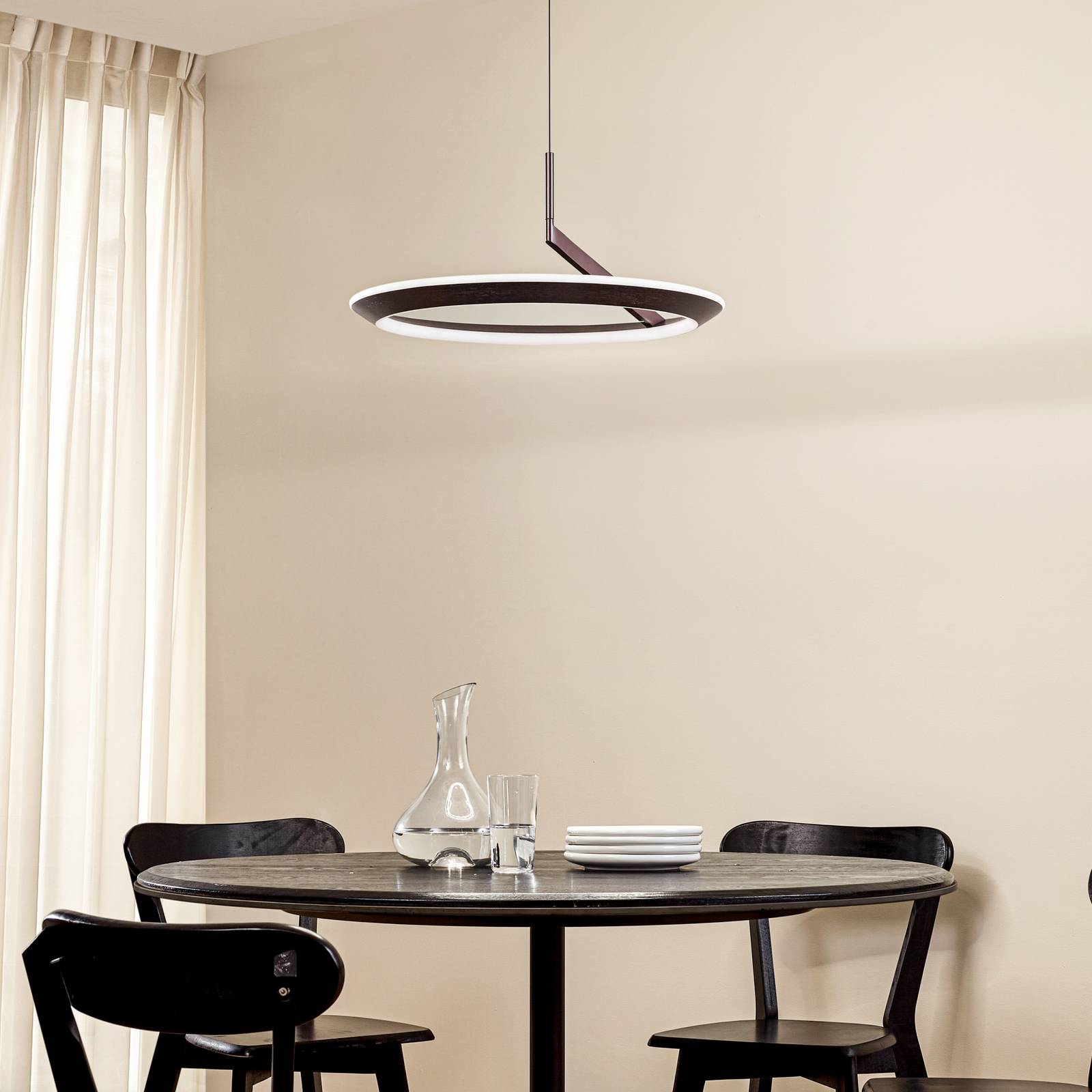 Lucande LED-Hängeleuchte Eldra, kaffeebraun, Ø 55 cm, CCT günstig online kaufen