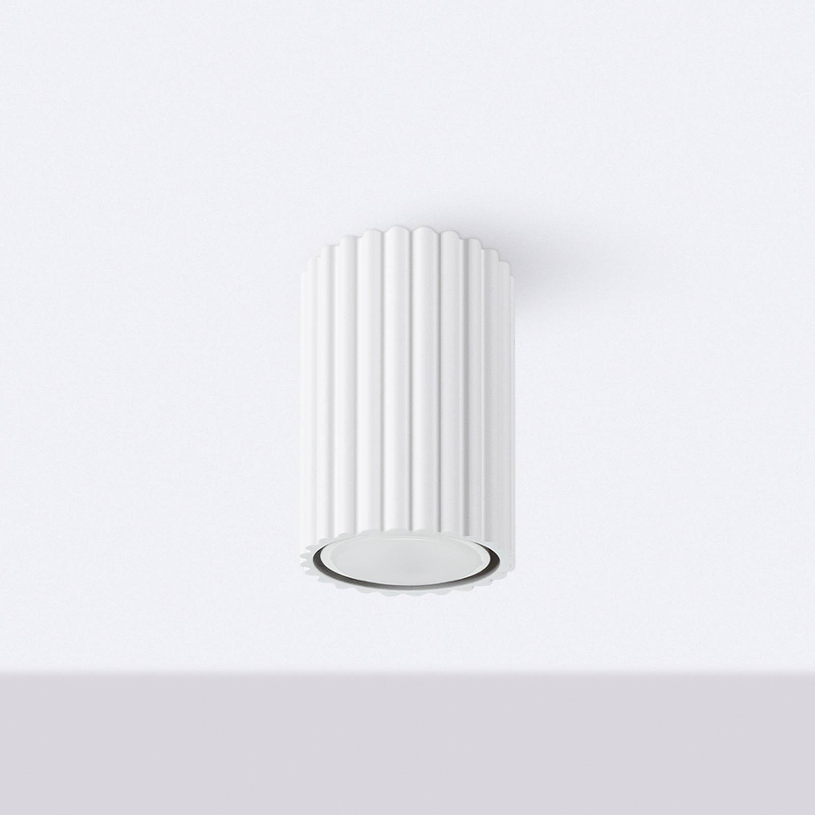 Lampa sufitowa Carbon, biała, wysokość 10 cm, aluminium