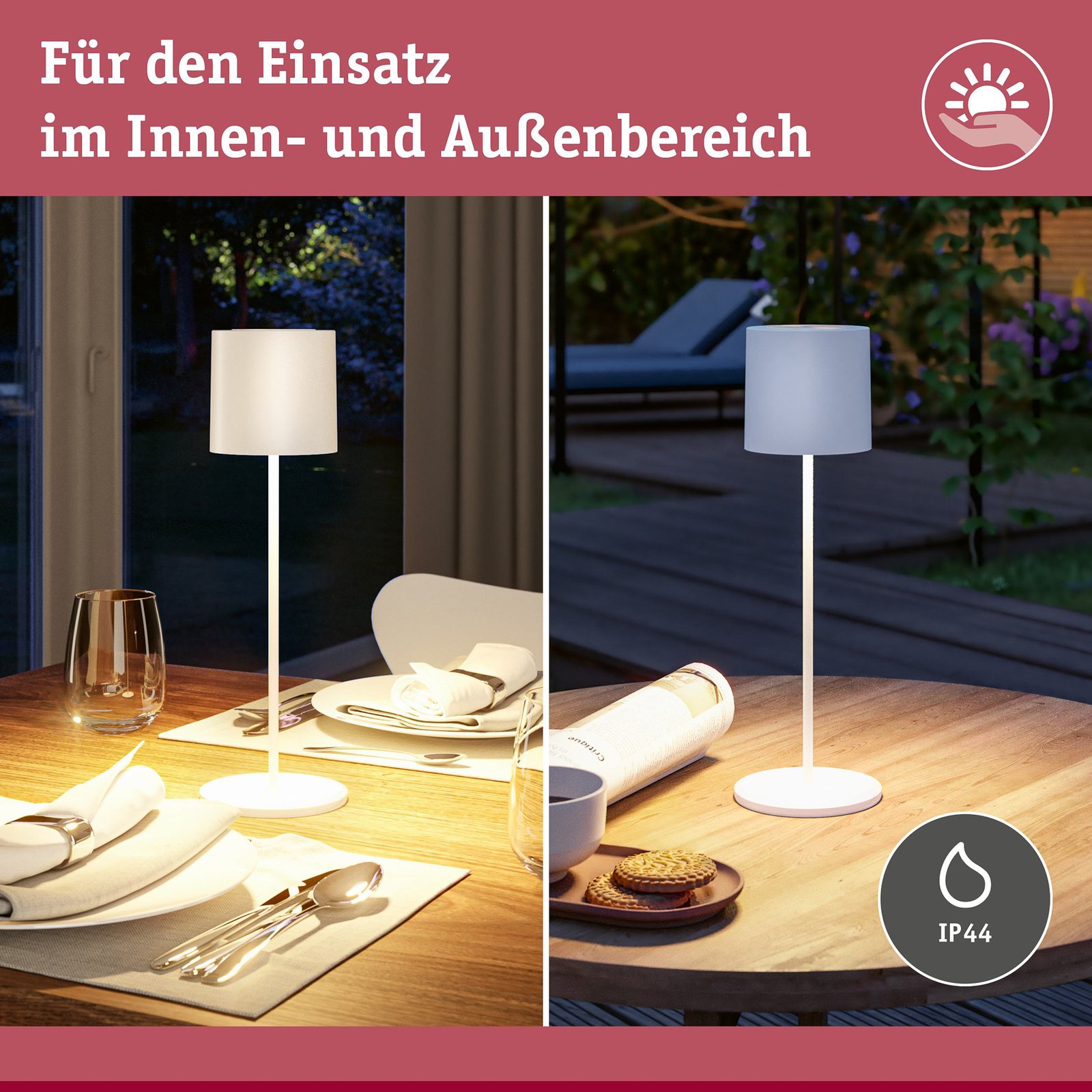 Tuni Portable Tischleuchte IP44 Matt Weiß - Paulmann