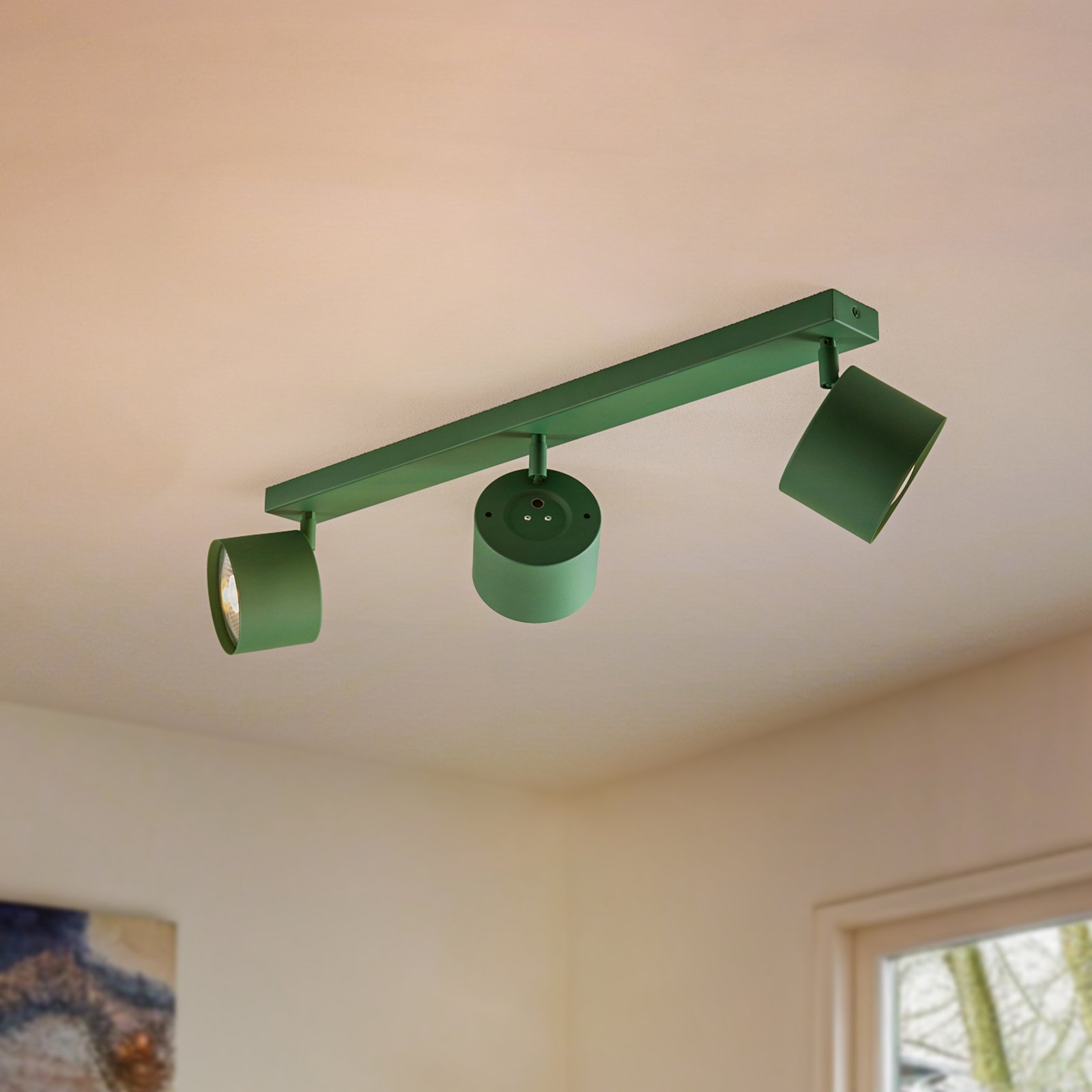 Projetor de teto Chloe ajustável com três luzes, verde