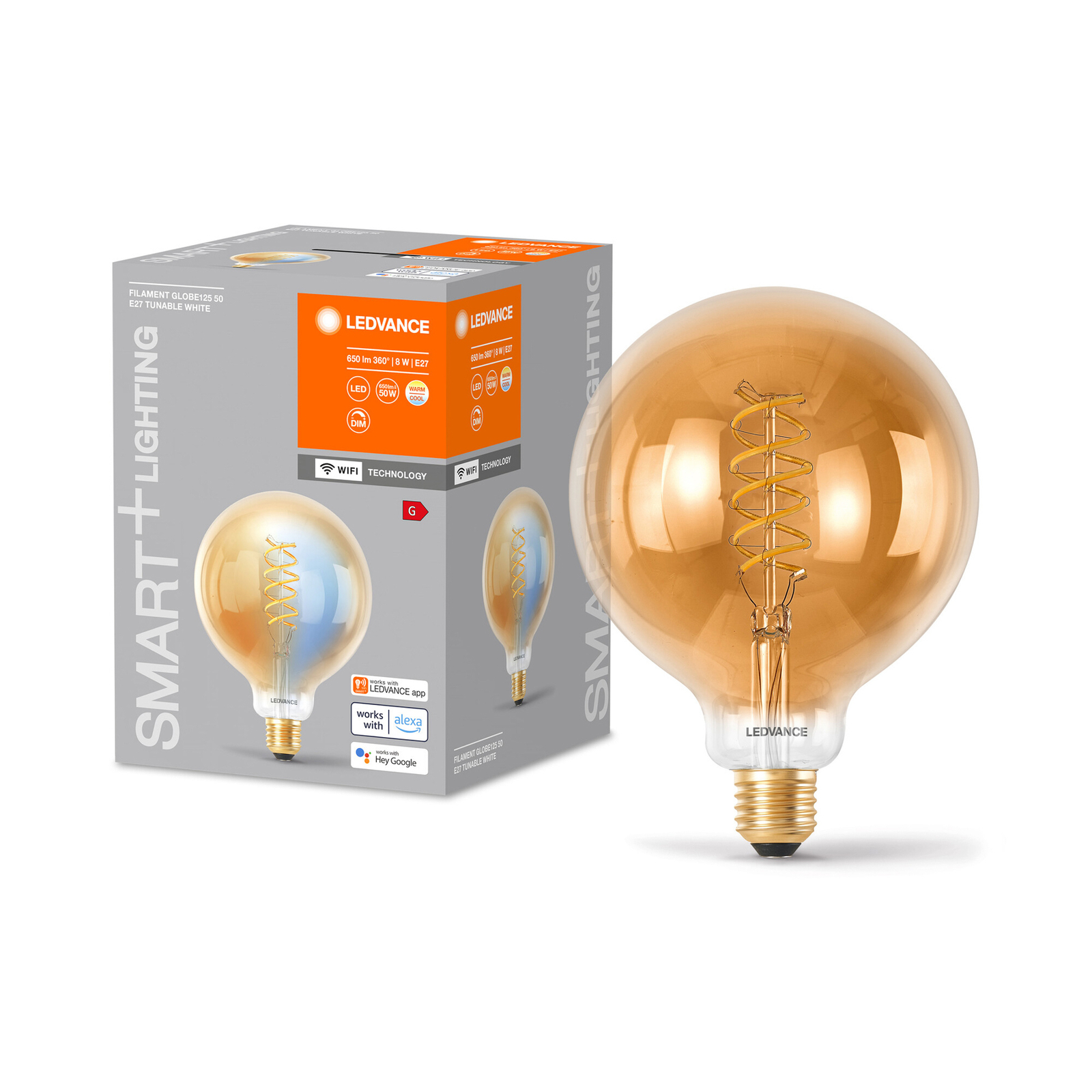 LEDVANCE SMART+ WiFi E27 8W LED G125 goud 822-850