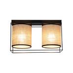 Taklampe Tubo, tekstilskjerm, beige, 2 lyskilder