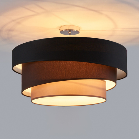 Aansprekende plafondlamp Melia, zwart en bruin