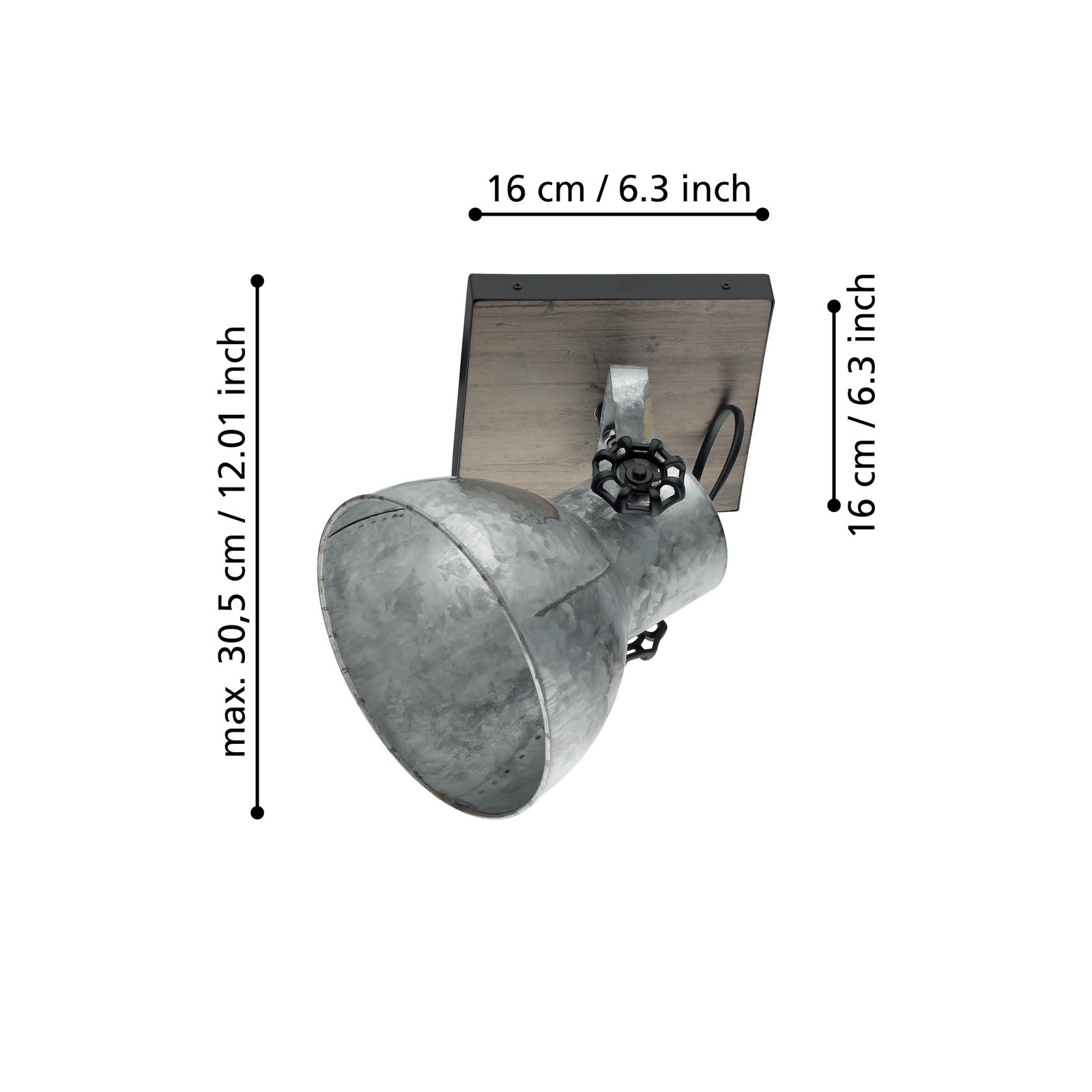 Barnstaple industrial design ceiling light, 1-bulb