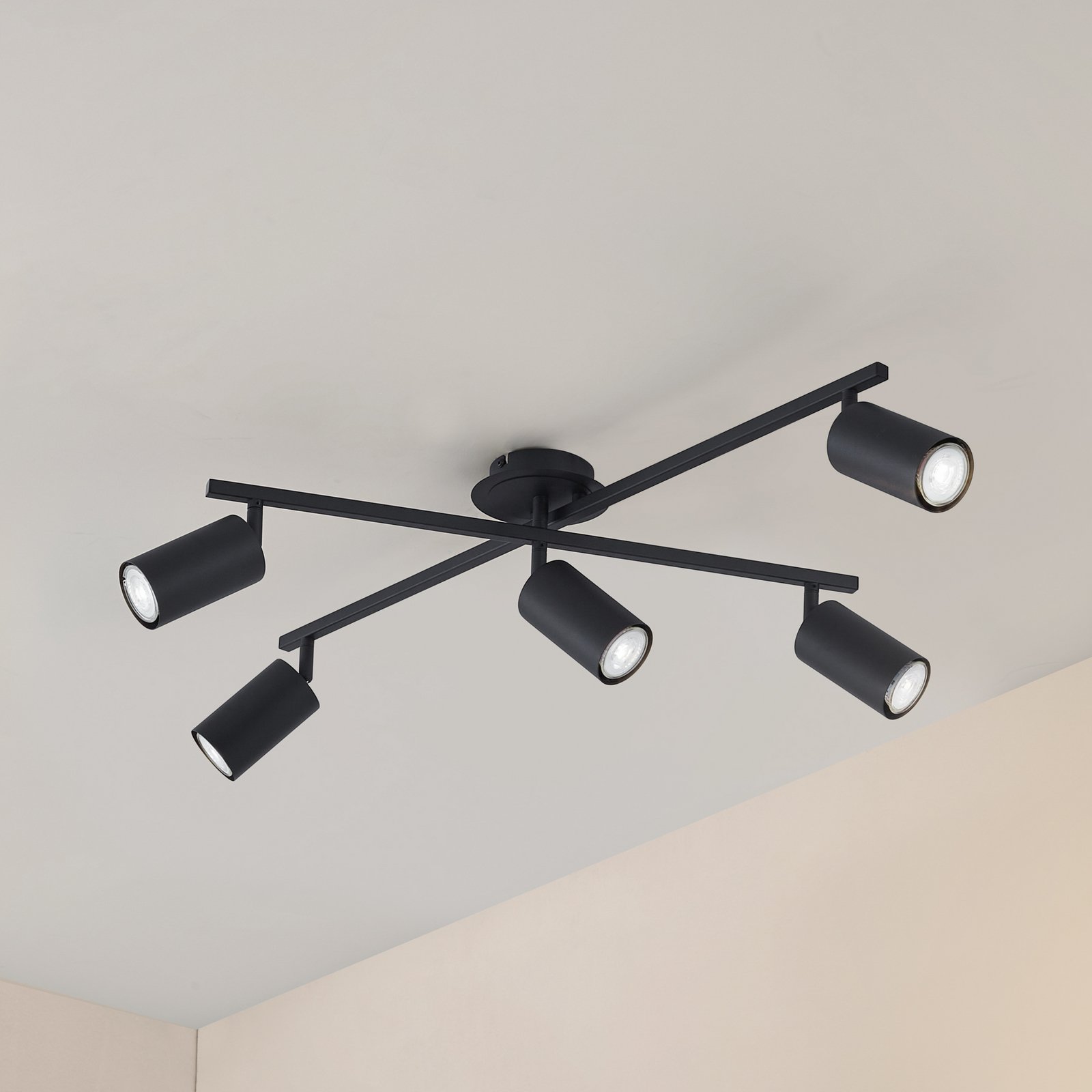 Plafoniera Lindby Joffrey, 78 cm, nero, a 5 luci, GU10