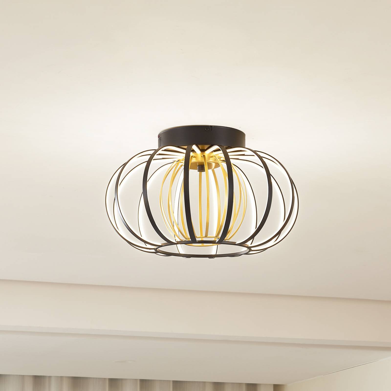 Lampa sufitowa Lucande LED Birger wysokość 24 cm czarny/złoty