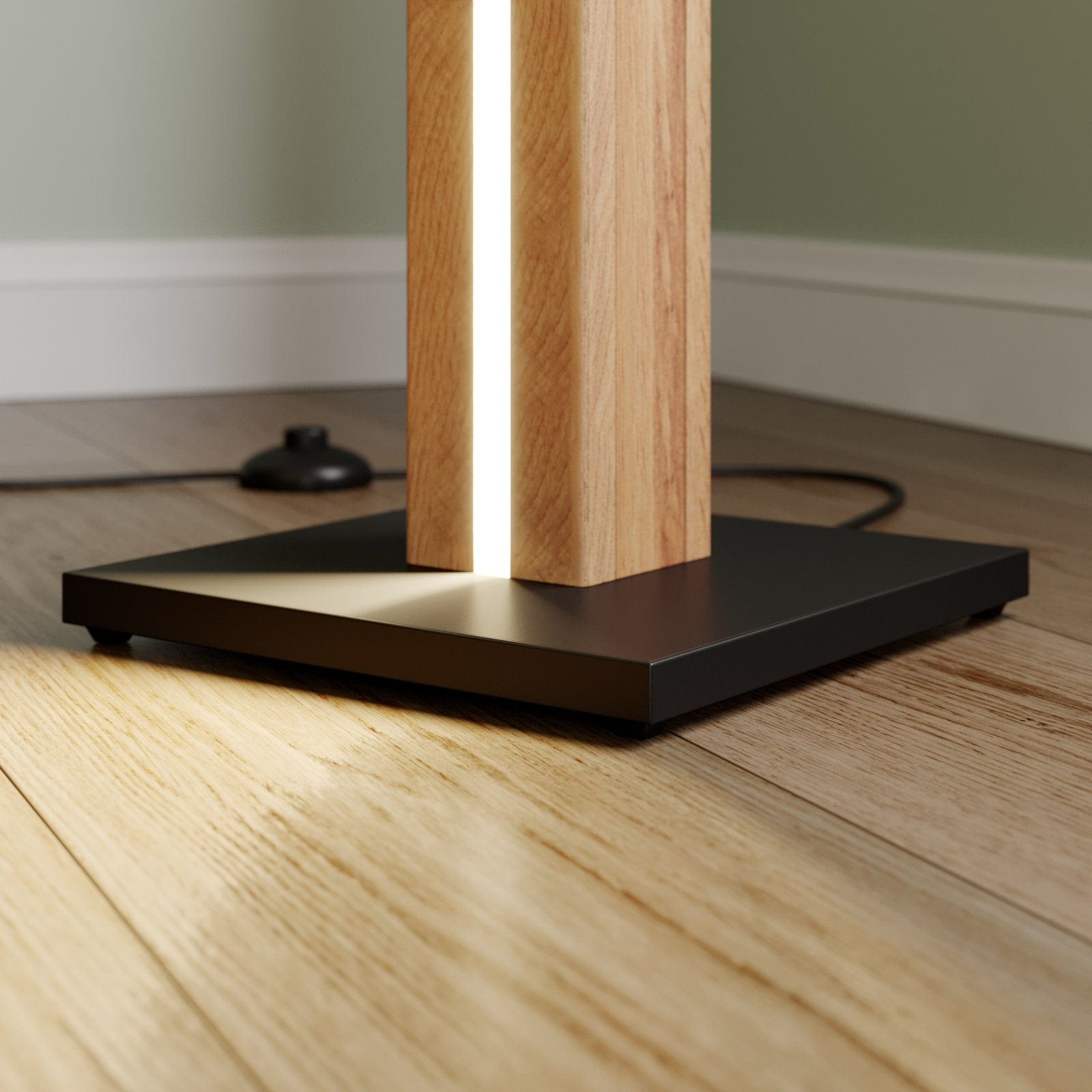 Stojací lampa LED Envostar Eldder v dubové dýze