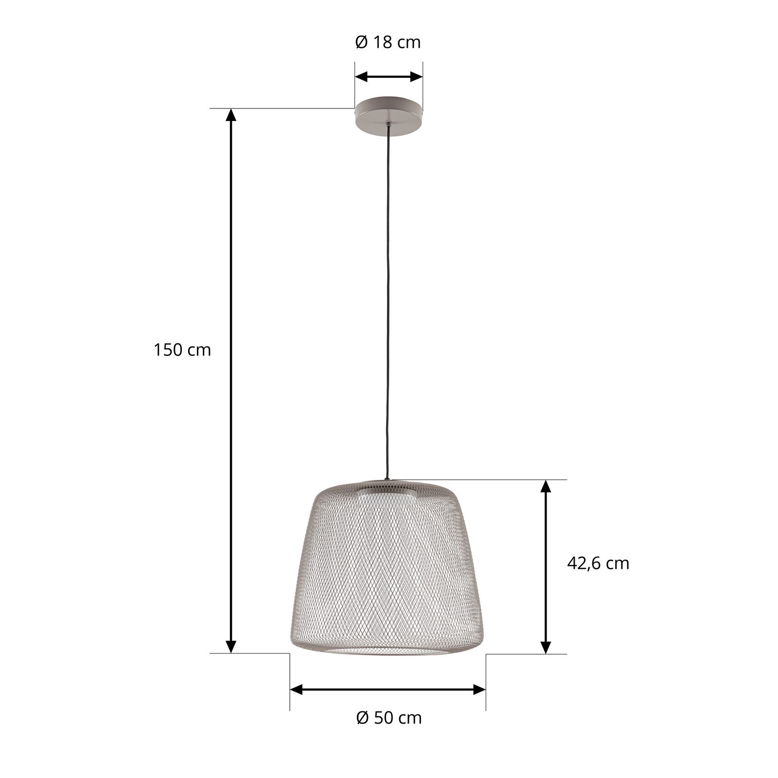 Lámpara colgante LED Lucande Korvyn, gris piedra, Ø 50 cm, atenuable por pasos