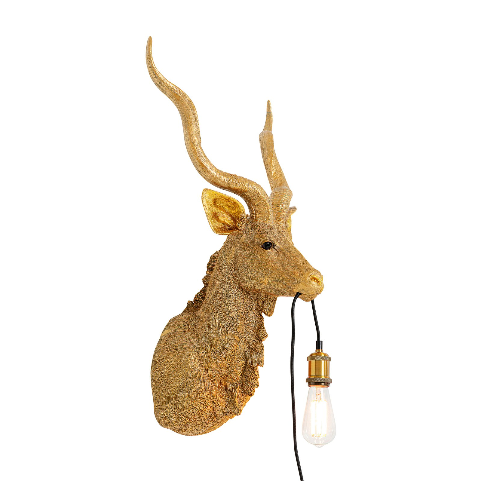 KARE Stenska svetilka Animal Goat z vtičem, zlata