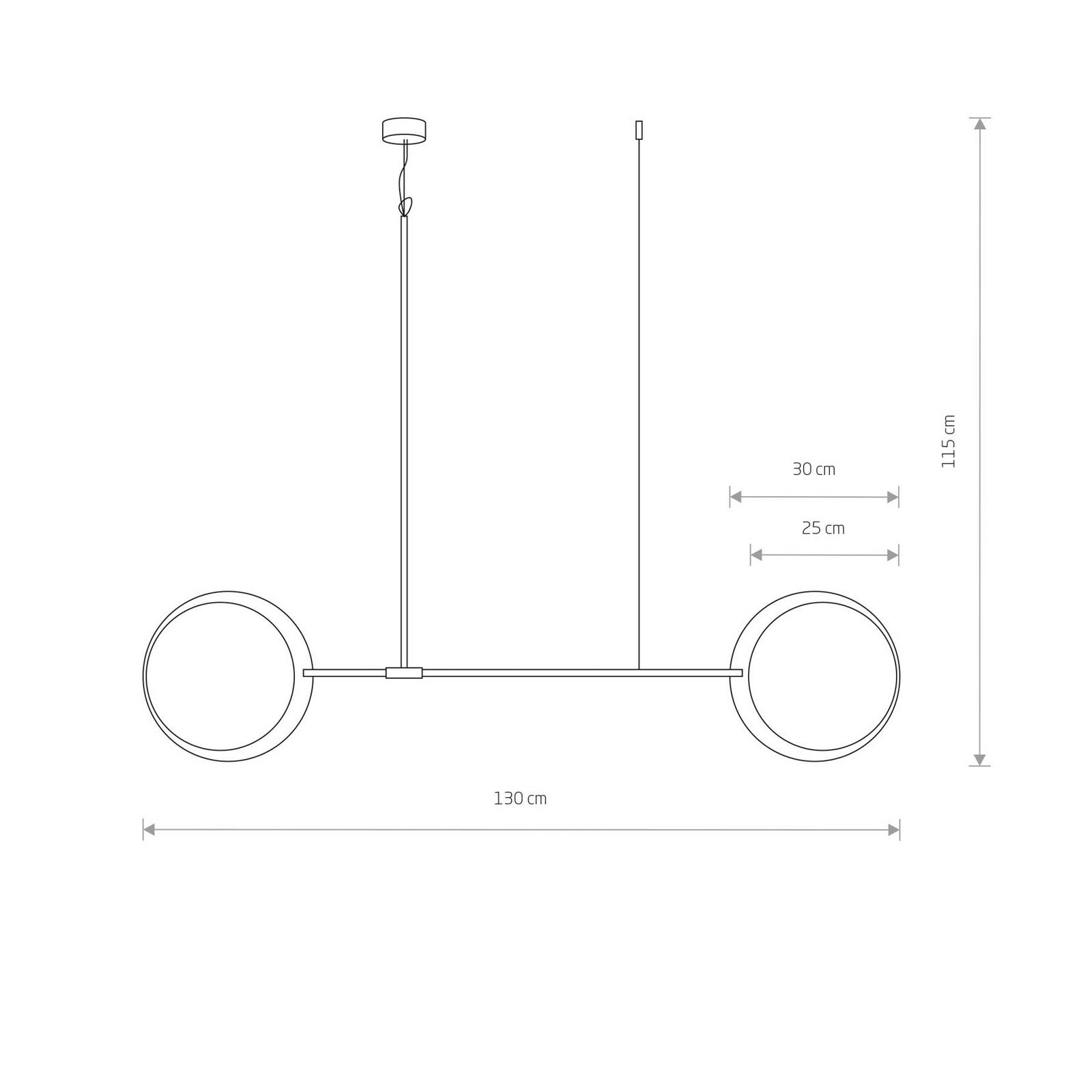 Euluna Lampă suspendată Minimal din lemn de stejar cu 2 becuri - Camera de zi / sufragerie - stejar negru