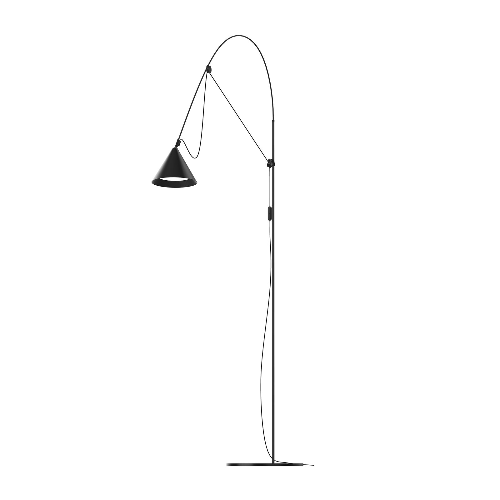 midgard LED vloerlamp AYNO L, zwart/zwart 3.000 K 166 cm