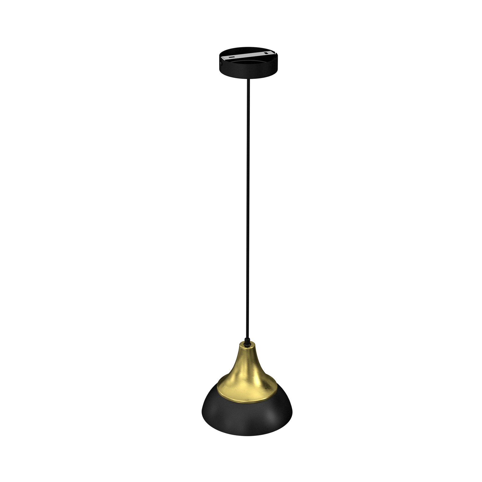 Maro pendant light, black/brass, 1-bulb