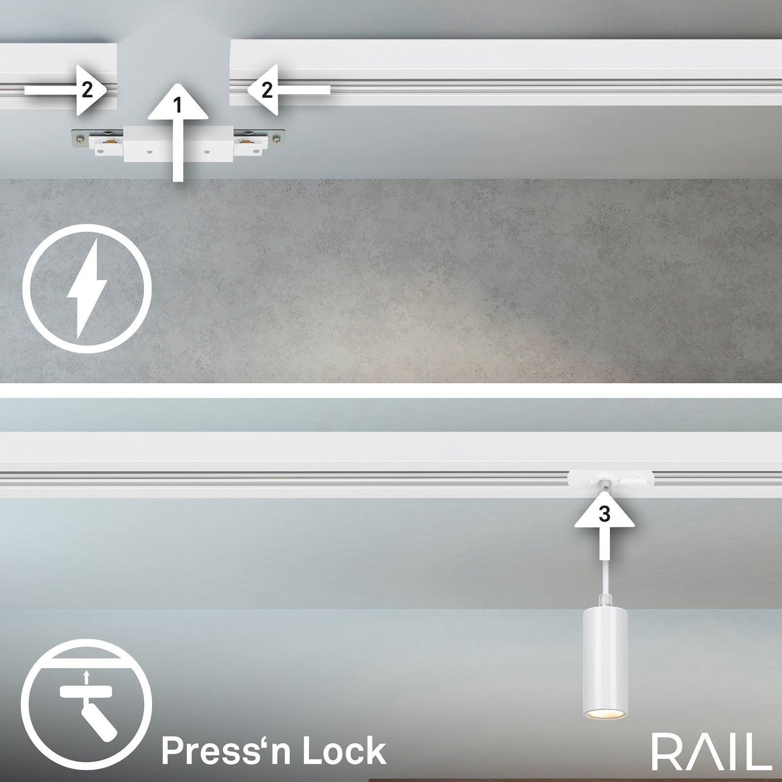 Sistema de riel LED HV Rail, colgante, blanco, 4 luces, longitud 1,5 m