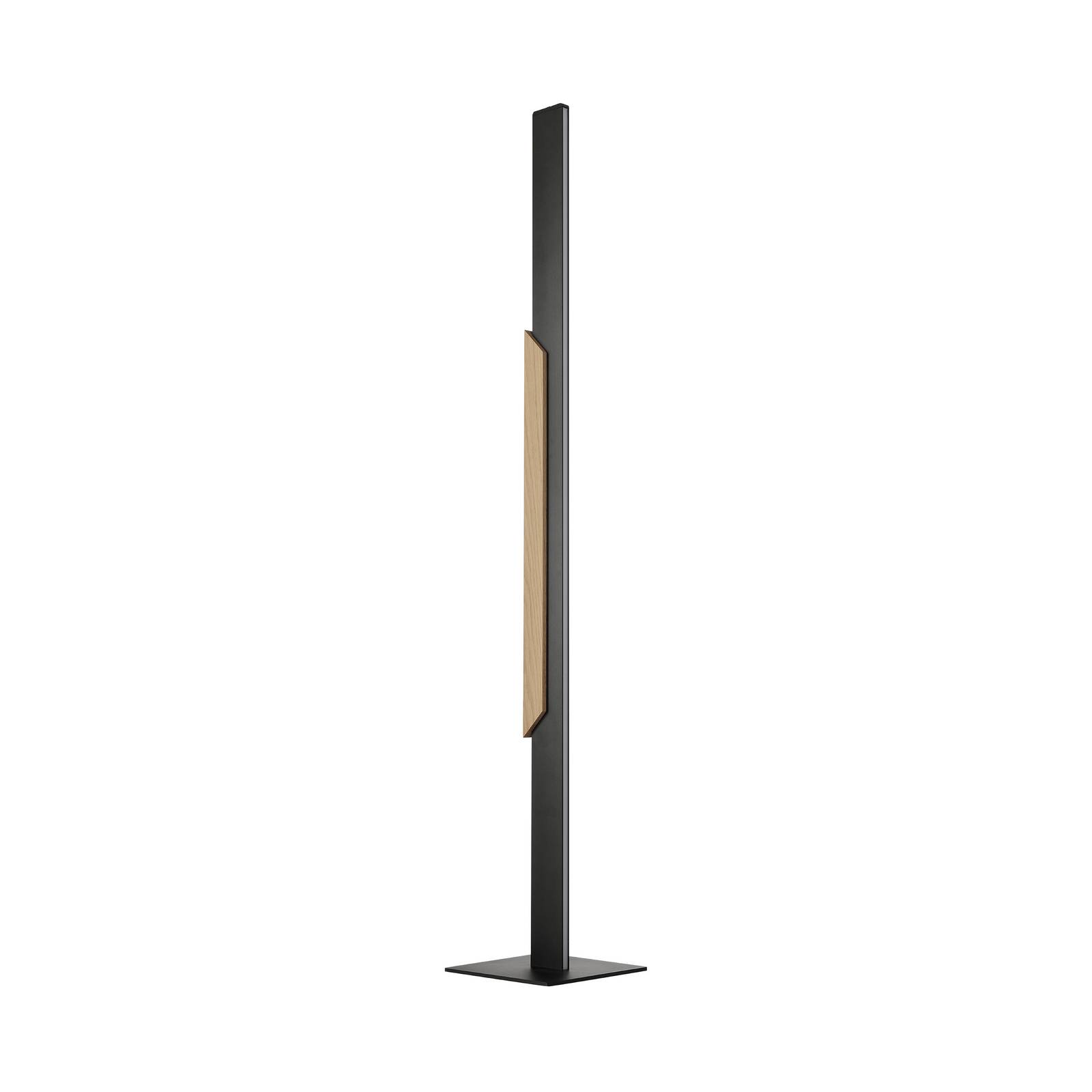 LED-Stehlampe Arcus, schwarz/braun, Höhe 126 cm, Metall/Holz